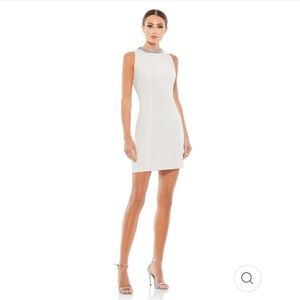 *NWT* Mac Duggal Bejeweled Rhinestone Bodycon Mini Dress (White)